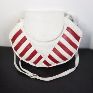 India Genuine Leather Red & White Nautical Sunburst Shoulder Crossbody Bag Purse